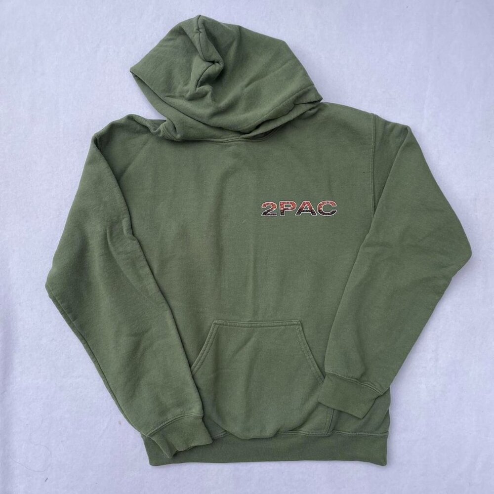 Tupac 2Pac Olive Green Sweatshirt Hoodie Gildan Sz S Music Hip Hop Rap Rnb R&B